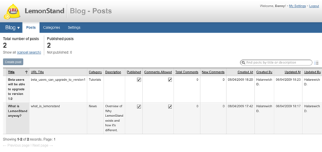 Blog post listing in LemonStand