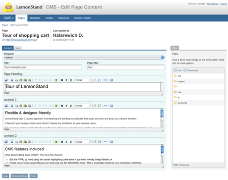 Editing content in WYSIWYG with LemonStand